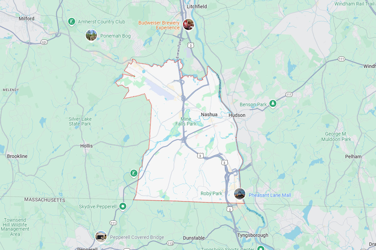 A Google Map of Nashua