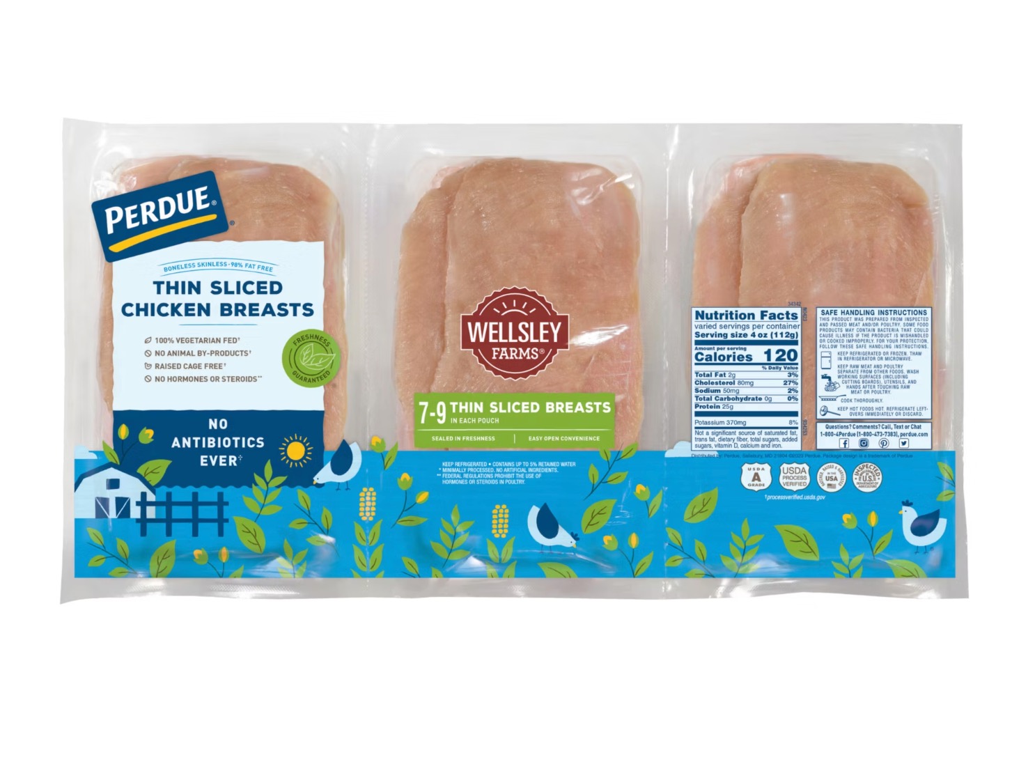 Wellsley Farms No Antibiotics Ever Thin-Sliced Boneless Skinless Chicken Breast