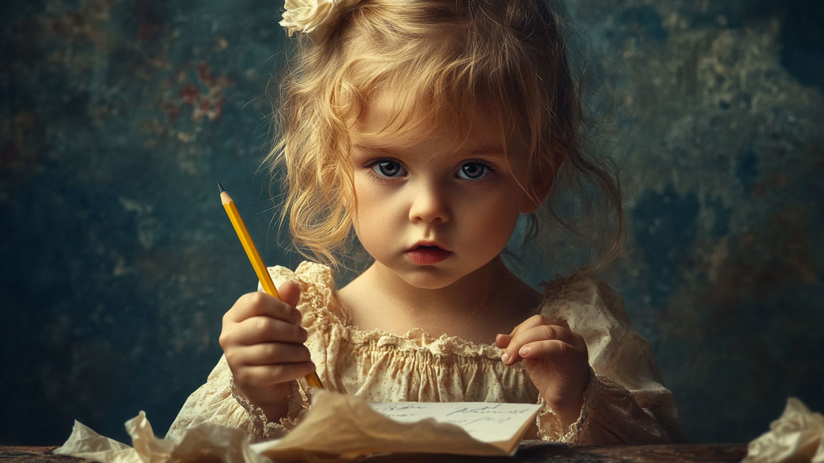 Child holding a pencil