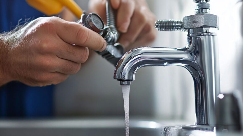 Someone fixing a faucet