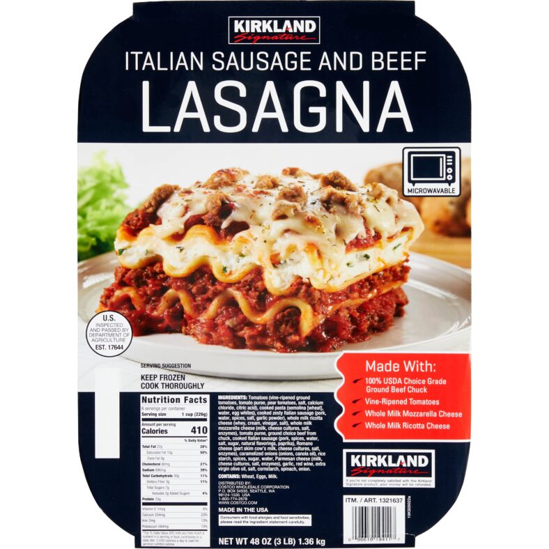 Kirkland Signature Italian Sausage & Beef Lasagna